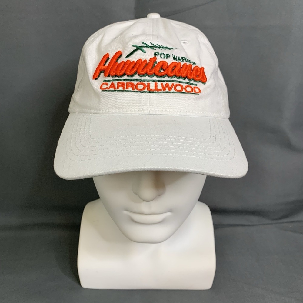 New Pacific Headwear Cap Pop Warner Hurricanes White 201C Buckle Strap Hat